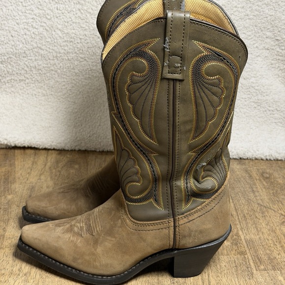 Laredo Women's 5732 Lea Vamp Fox Brown Western Leather Boots Cowgirl‎ Size 7 M